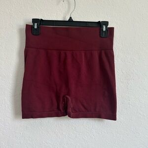Women's High Waist Maroon Athletic Shorts